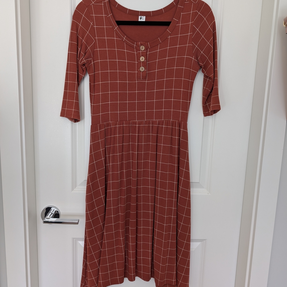 Women's Rust Checkered Dress